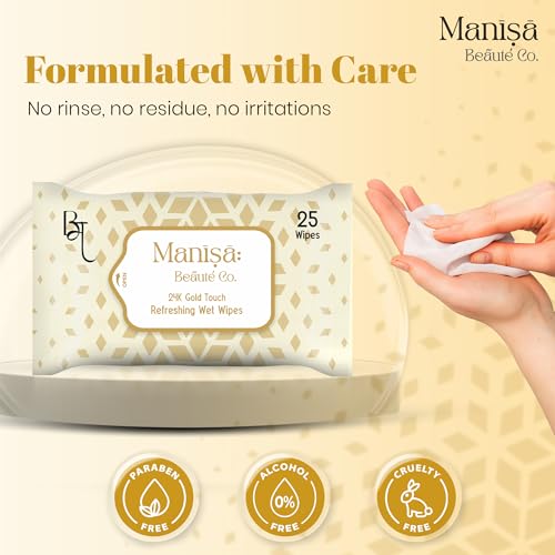 Image of Co. 24K Gold Touch Refreshing Wipes | Alcohol-Free, Vegan Makeup Remover | Paraben-Free & Cruelty-Free Facial Wipes for Sensitive Skin - 300 Wipes (Pack of 12)