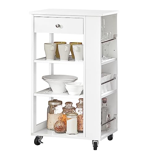 Carrello cucina kasanova 17 SoBuy Mobiletto cucina salvaspazio Carrello cucina con cassetti Credenza soggiorno moderno con ruote Mobile dispensa L50*P37*A86 cm FKW12-II-W