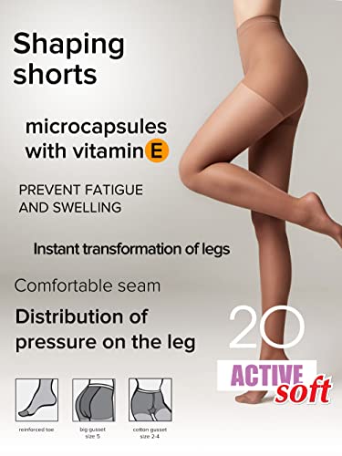 Sheer Control Top Pantyhose Tights for Sensitive Skin - Full Support & Soft 20 Den