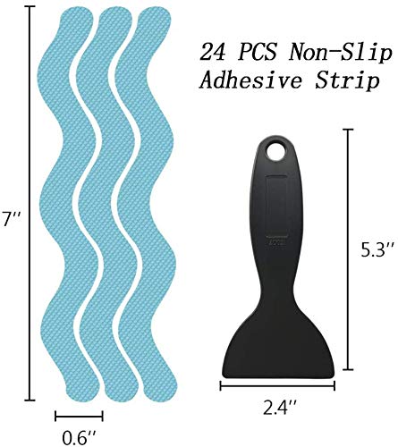 JPSPACE 24 PCS Bathtub Stickers, Non-Slip Adhesive Decals Strip, Safety Transparent Bath Tub Shower Floor Stickers with Scraper, for Bathroom, Bathtub, Showers, Pools, Stairs and More