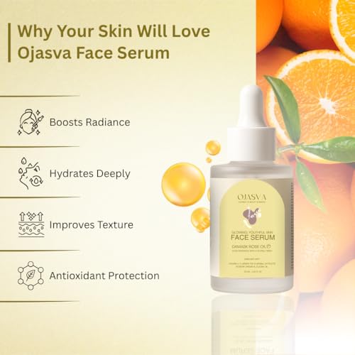 Image of Vitamin C Face Serum for Glowing Skin 30ml | 100%Natural | Brightening & Skin Radiance Booster with Damask Rose Oil, Vitamin E & Herbal Extracts | Reduces Dark Spots, Pigmentation & Dullness | Boosts Collagen Production | Lightweight Non-Sticky Face Serum for Men & Women | 30ml