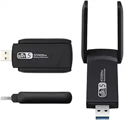 Adaptador USB WiFI AC1200 Dual Band 1300Mbps (5GHz + 2.4GHz) com Duas Antenas Externas – Sinal Potente, Alta Velocidade e Conexão Estável para PC e Notebook Qualidade Premium