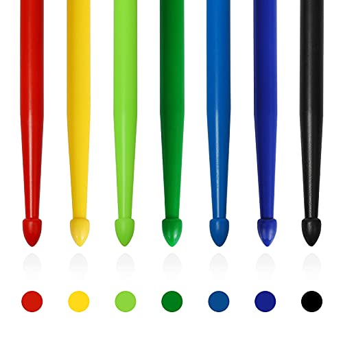 2 Pairs 5A Nylon Drumsticks For Adults Kids Light Durable Plastic Drum Sticks Set With Non-Slip Handles Professional Musical Instrument Percussion Accessories (Red & Yellow) #TOP1