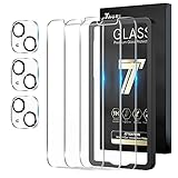 TAURI 3 + 3 Pack Compatible with iPhone 13 Mini Screen Protector 5.4 Inch, 3 Pack Tempered Glass...