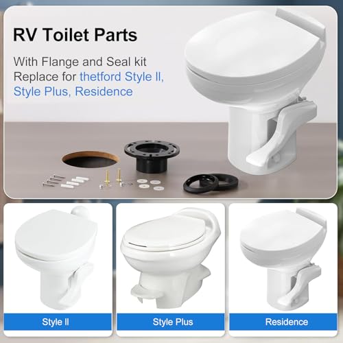 Image of RV Toilet Seal Kit Replacement for Thetford 34120 & 12524, Compatible with Aqua Magic Style Plus, Style II, Style Lite & Residence Toilets, Leak Proof Waste Ball Seal and Floor Seal Kit