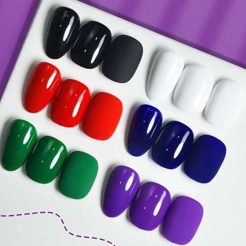 JODSONE 10ml Esmalte de Uñas de Gel Set 6 Colores Negro Blanco Rojo Profundo Azul Profundo Verde Profundo Púrpura Estacional Neutro Remojo LED Luz Gel Art Set Para Nail Art