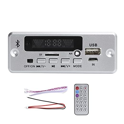 MUNEFE Módulo de áudio de placa decodificadora, módulo de placa decodificadora MP3 Bluetooth universal, módulo receptor de áudio amplificador para comutação de música (prata)