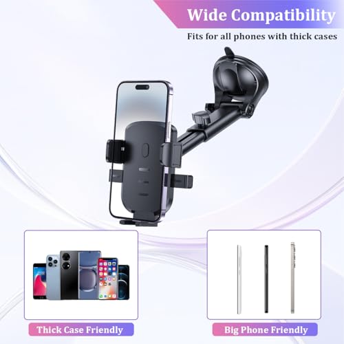 Image of Car Phone Holder, Strong Suction Vehicle Dashboard Windshield Air Vent Cellphone Mount Cradle, Adjustable Hands Free Automotive Smartphone Stand Accessories, Universal Fit (Black2)