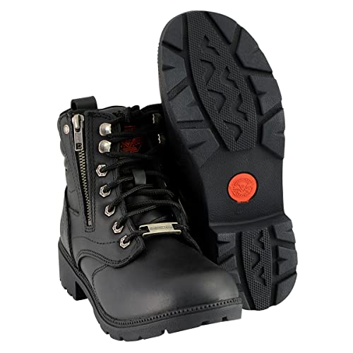 Milwaukee Leather MBL9320W Women's Black Premium Leather Wide-Width Lace-Up Motorcycle Rider Boots2