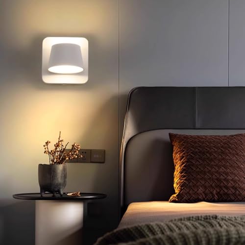 Apliques de pared LED modernos con interruptor y cabezal giratorio blanco