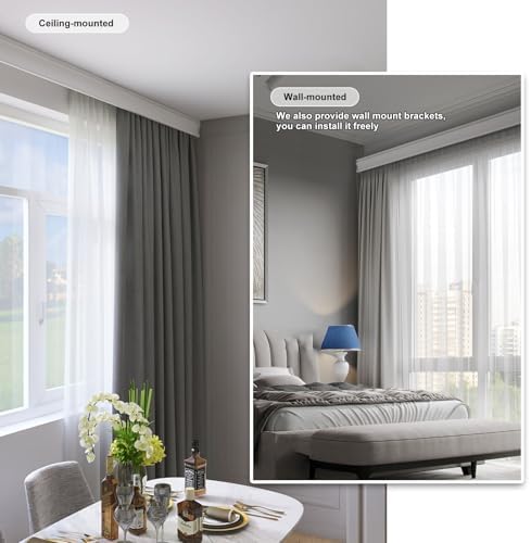 Heavy Duty Dual Track Pelmet Box - 3-in-1 Ceiling/Wall Mount Room Divider Curtain Rail for Living Room, Bedroom, Hotel, Villa - 140cm (4.59ft) - White