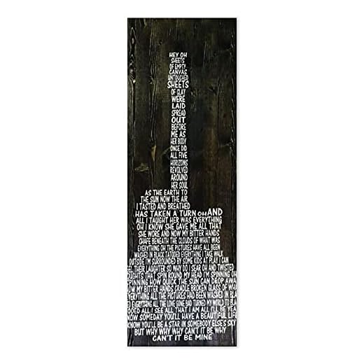 By Unbranded Träskylt sångtexter bröllopspresent rustik träplatta träskylt bondgård dekor träskylt gitarrskylt text toalett skylt för badrumsvägg med roliga bilder 20 x 60 cm