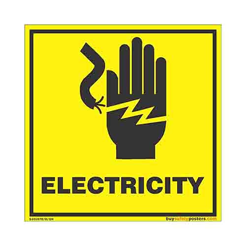 Do Not Touch Electric Current Warning Sign in English - PVC Sticker - (Square, 8 inch X 8 inch, Multicolor)