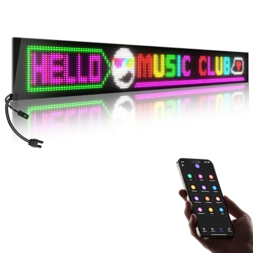 Image of Large Programmable LED Sign, P5 Resolution Indoor Store LED Sign, Bluetooth APP, for Business Retail Shop Window Display (32 inchx 6 inch)