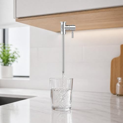 Image of RO Faucet Tap | Stainless Steel Water Purifier Tap with Pipe & Fittings for Cabinet Mount | Leakproof RO Water Tap & RO Tap Extender for Kitchen RO Purifier System (1 /4 Inch Pipe)