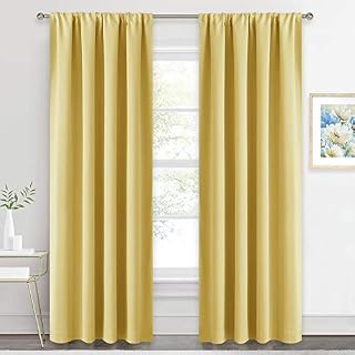RYB HOME Window Treatment Panels - Solid Morden Room Darkening Panels Long Drapes