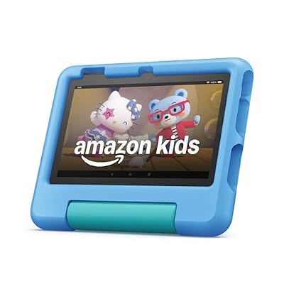 Amazon Fire 7 Kids tablet (newest model) ages 3-7. Top-selling 7" kids tablet on Amazon. Includes ad-free and exclusive content, easy parental controls, 10-hr battery, 32 GB, Blue
