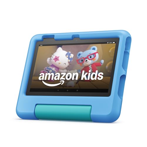 Amazon Fire 7 Kids tablet, ages 3-7. Top-selling 7' kids tablet on Amazon. Includes ad-free and exclusive content, easy parental controls, 10-hr battery, 16 GB, Blue