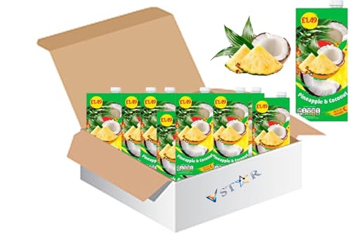 Fruit Juice 1L – Pineapple, Coconut & Citrus Blend, All-Natural, Refreshing Summer Drink, Ready-to-Drink Beverage - sie (12 x Pack, Pineapple & Coconut)