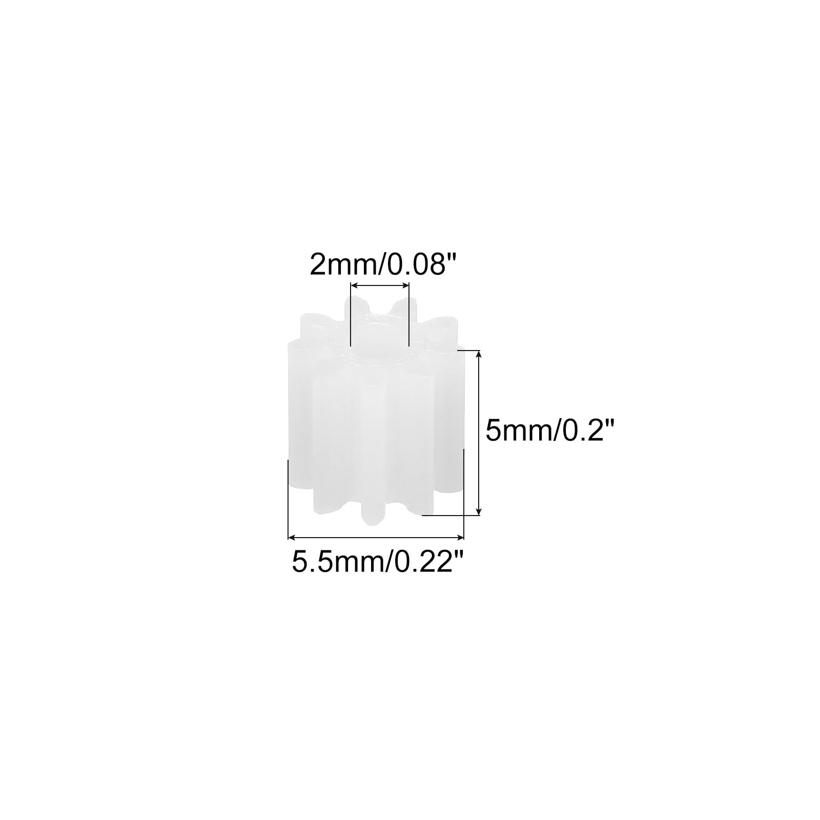 MECCANIXITY 10Pcs Plastic Gears 9 Teeth Plastic Shaft Gears Model 092AA Reduction Gear for RC Car Model DIY Robot,White Module 0.5