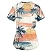 Hawaiian Scrub Tops for Women Print Medical Proffesional Working Uniform Plus Size V Neck Stretch Nursing T Shirts Saffron Medium