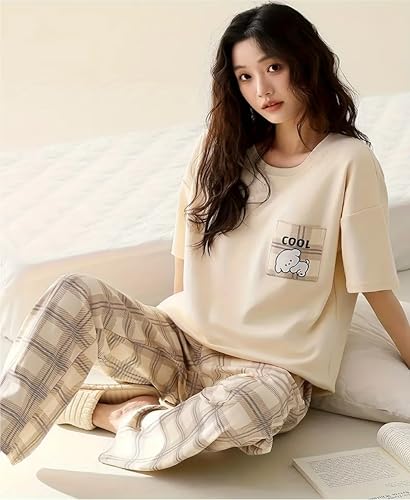 Image of Louis Luxe Womens Korean Night Dress || Full Pyjama Set || Korean Nightsuit ||Women Nightwear ||Round Neck Full Sleeve Nightsuit || Loungewear || Everyday Nightdress (ND-12)
