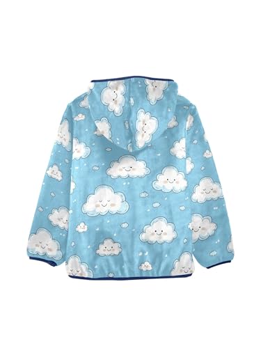 Cute Cloud Blue Sky Girls Fleece Jacket Girls Fall Jacket Boys Coats Zip Up Hoodie Children Sherpa Warm Outerwear 2-10T2