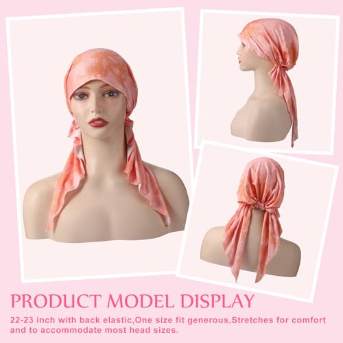 Image of Halfchet 4 Pcs Chemo Headwear for Women Pre Tied Cancer Caps Head Scarf Turbans for Women Patients Gifts
