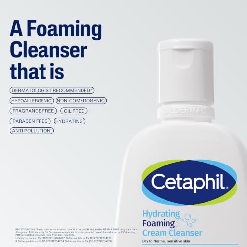 Image of Cetaphil Hydrating foaming Face Wash, Cream to Foam Cleanser 118ml | Niacinamide, Pro-Vitamin B5 & and Aloe for Gentle Cleansing