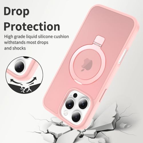 Image of Magnetic for iPhone 16 Pro Max Case, 6.9 inch, Compatible with MagSafe, Rugged Kickstand, Not-Yellowing Military-Grade Protection, Matte Pink