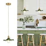 GloMuse Pendant Light Fixture Glass Hanging Light Flower Light Fixture Pendant Lights Modern Lighting Bedroom Kitchen Island Hallway Bathroom Green Wave Style