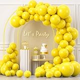 YAOWKY Yellow Balloons Garland Arch Kit, 100PCS 18In 12In 10In 5In Yellow Latex Balloons Garland Arch Kit with Glue Dot Strip and Ribbon for Birthday Weddings Anniversary Graduation Party Decorations