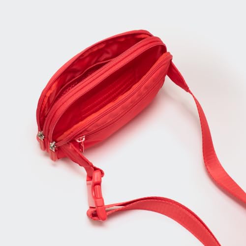Image of Pander Nylon Fanny Pack Belt Bag for Women with 5 Zipper Pockets, Red