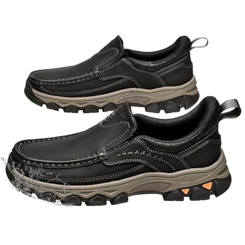 Men's Slip On Loafers, Water-Resistant Lightweight No Laces Moccasins Comfortable Casual Business Dress Hiking Shoes for Wedding Walking