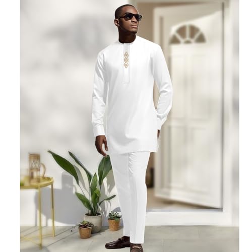 Dashiki for Men African Outfits 2 Piece Set Shirt Pants Nigerian Mens Suit Wedding Attire Tracksuit2