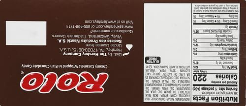 Back of ROLO candy box showing nutrition facts and ingredients