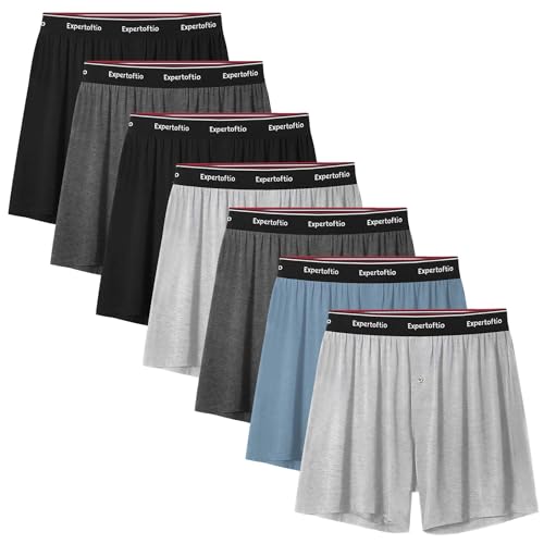 Boxers for Men Viscose from Bamboo Men's Underwear Boxer Shorts Breathable Mens Boxer, Loose Fit 7 Pack, No Logo