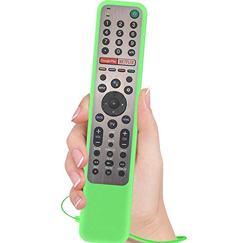 Image of Oboe Silicone Cover for Sony Smart TV Voice Remote RMF-TX600U / RMF-TX500E - Protective Case With Loop (Glow in Dark Green) [Remote NOT Included]