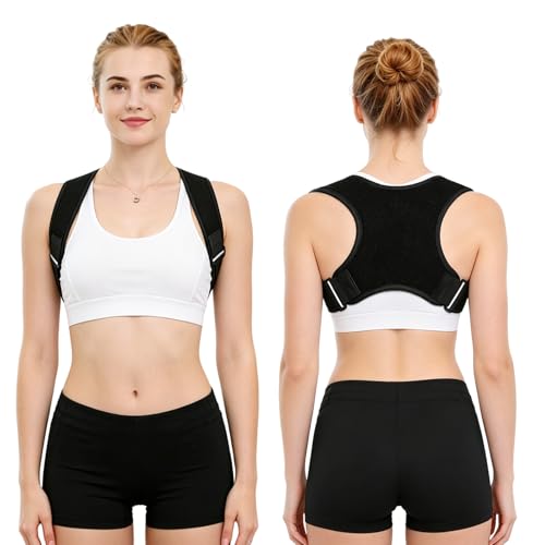 Corrector de postura para espalda para hombres y mujeres, Corrector ajustable en la parte superior de espalda, Transpirable Espalda Recta de Postura para Alivio del dolor de hombro y prevenir joroba