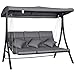 Outsunny Hollywoodschaukel 3-Sitzer, Schaukelbank mit Verstellbarem Sonnendach, Gartenschaukel mit Kissen, bis 270 kg Belastbar, Metall, Texteline, Grau, 200 x 115 x 168 cm