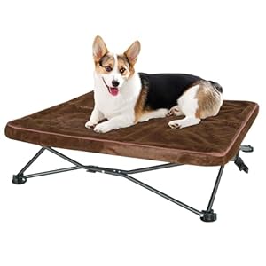 unp Outdoor Dog Bed – Portable, Elevated Camping Dog Cot for Indoor, Courtyard & Travel, Breathable Textilene Mesh, Comfortable with Removable & Washable Cover (Brown, L)