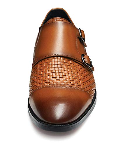 FRASOICUS Men ’s Dress Shoes Genuine Leather Single Monk Strap Slip-On Shoes for Formal Occasions3