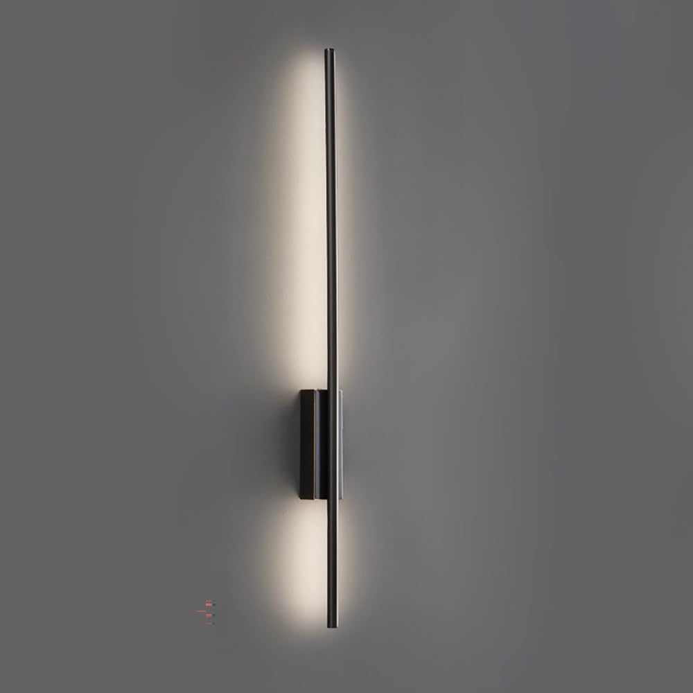 COSRUB Modern LED Wall Sconce, Long Tube Brass Wall Mounted Light Minimalist Slim Linear Dimmable Wall Lamps for Living Room Hallway Stairs Bedroom(Black,80cm/31.49in)