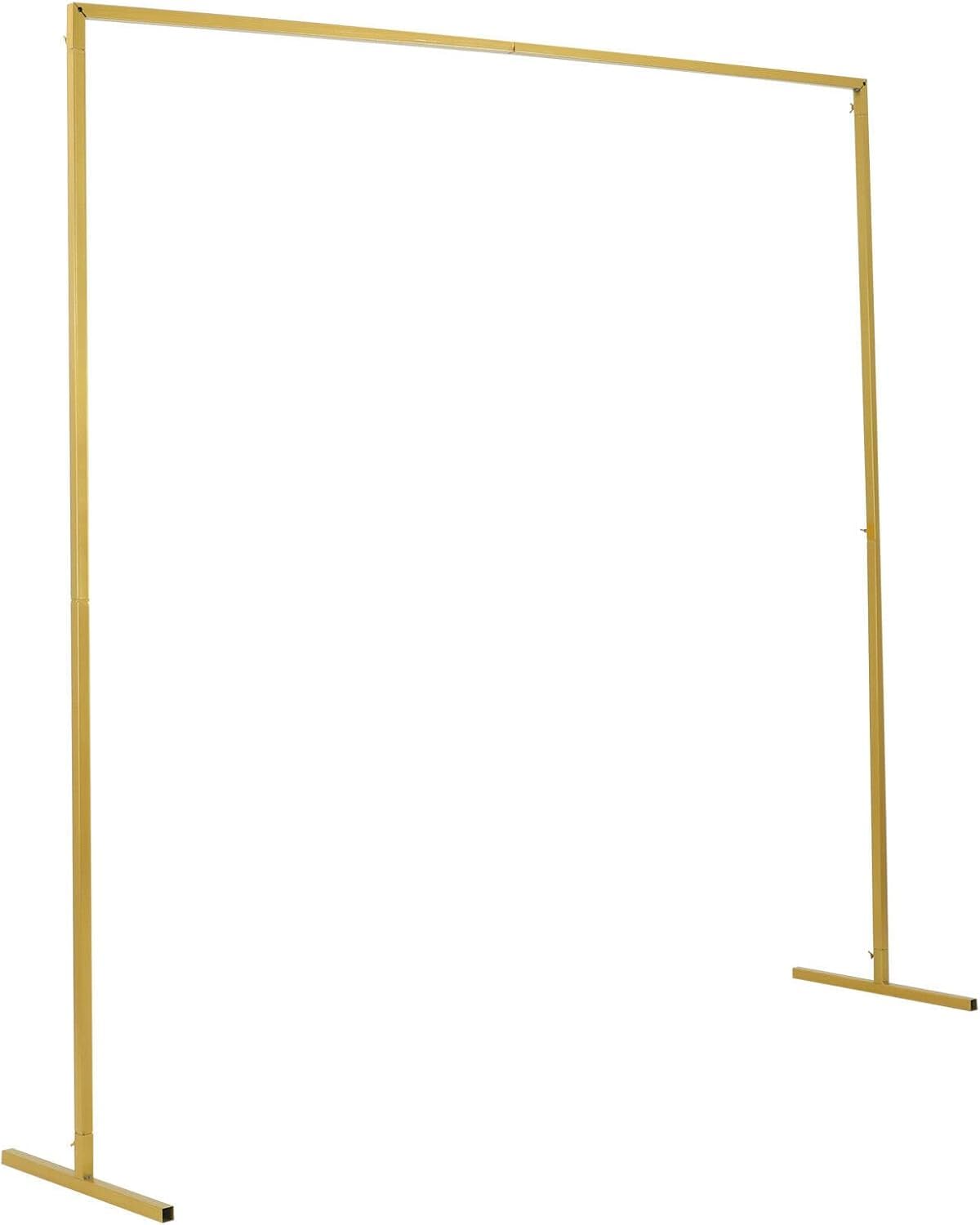 Holdfiturn Rectangle Wedding Arch Stand 2x2M Iron Rectangle Backdrop Stand Metal Garden Arch Arbour Climbing Plants Roses for Wedding Ceremony Party Decoration Gold