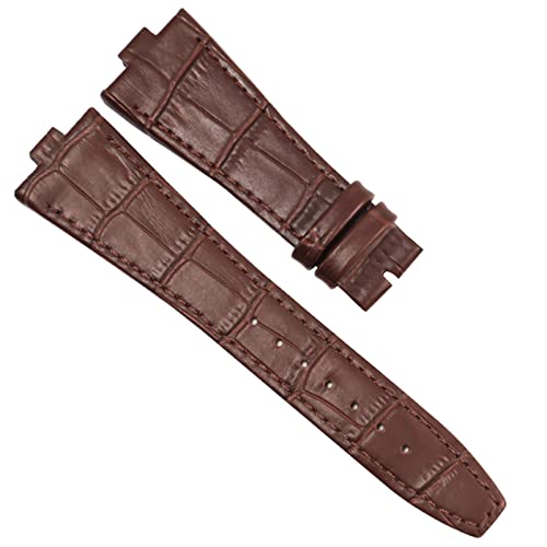 Bracelet de montre en cuir véritable marron pour un style gentleman au quotidien 25mm
