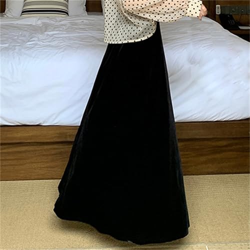 Joe Wenko Womens Elastic High Waist Long Maxi Velvet Skirt4