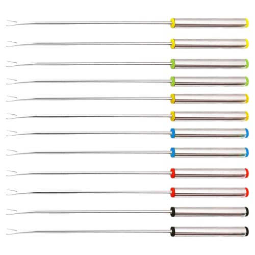 12 PCS Set Fondue Forks Stainless Steel Multi-Color Fruit Fork String Tools Dessert Outdoor Barbecue Roast Meat