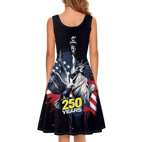 Image of Women Stylish Tank Dresses Sleeveless Round Neck Midi Casual Dress with Pocket for Summer