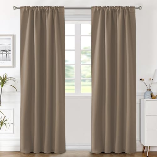 Image of H.VERSAILTEX Blackout Curtains Thermal Insulated Window Treatment Panels Room Darkening Blackout Drapes for Living Room Back Tab /Rod Pocket Bedroom Draperies (2 Panels, Macchiato, 42 x 84 Inch)