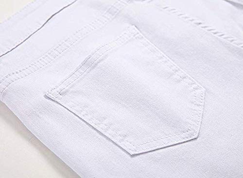 Calça jeans rasgada skinny com ajuste slim e zíper da Majirako, Branco, 14 Slim